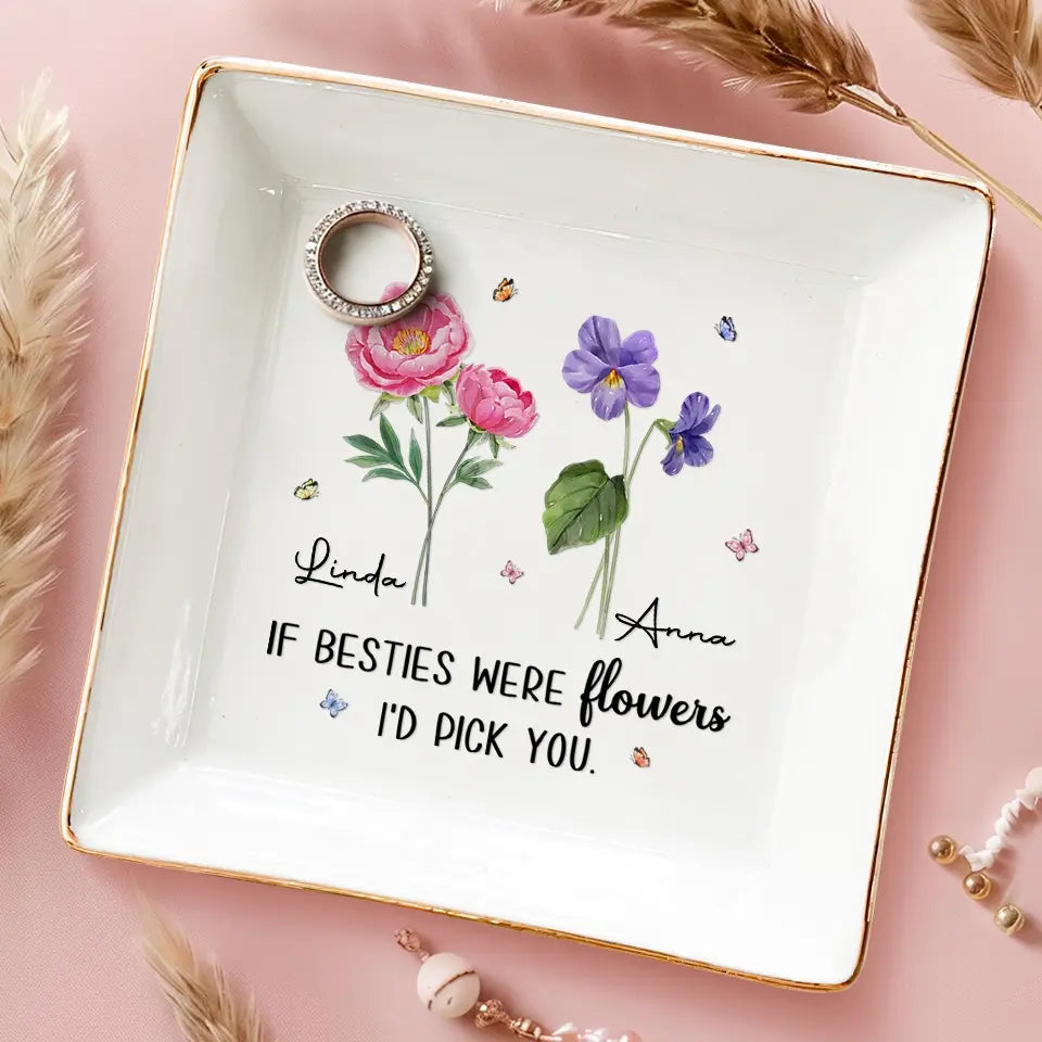 Comme les fleurs sauvages, nous sommes meilleurs ensemble AMZ - Plat à bijoux personnalisé Bestie - Nouveauté, cadeau pour les meilleures amies, BFF, sœurs