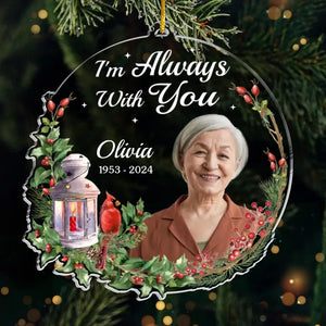 Photo personnalisée disparue de notre vue, mais jamais de notre cœur - Ornement commémoratif personnalisé personnalisé - Forme personnalisée en acrylique - Cadeau de condoléances, cadeau de Noël pour les membres de la famille