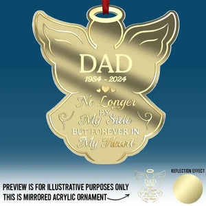 Plus à mes côtés, mais pour toujours dans mon cœur - Ornement commémoratif personnalisé en acrylique miroir - Cadeau de condoléances, cadeau de Noël pour les membres de la famille