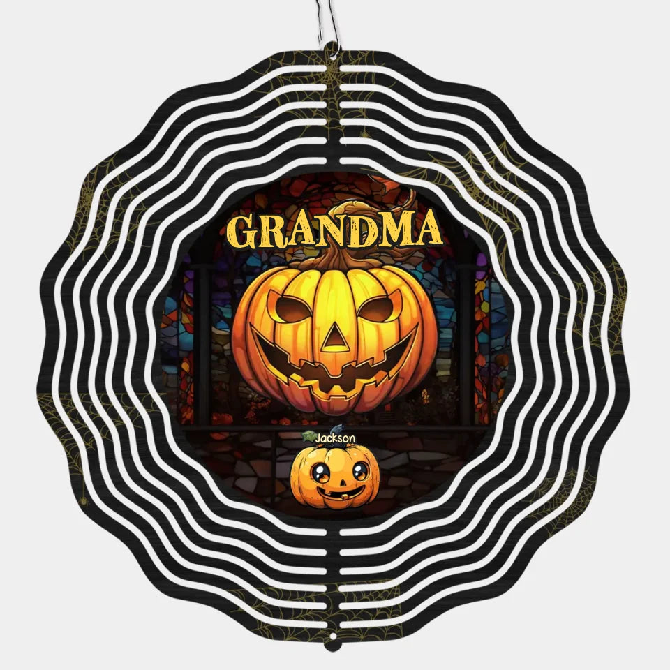 Grand-mère de la petite citrouille - Moulin à vent personnalisé pour la famille - Cadeau d'Halloween pour maman et grand-mère