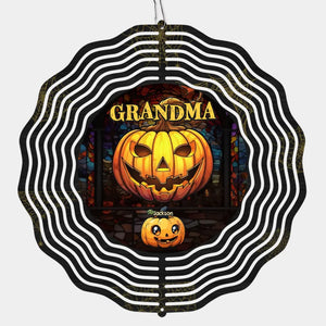 Grand-mère de la petite citrouille - Moulin à vent personnalisé pour la famille - Cadeau d'Halloween pour maman et grand-mère