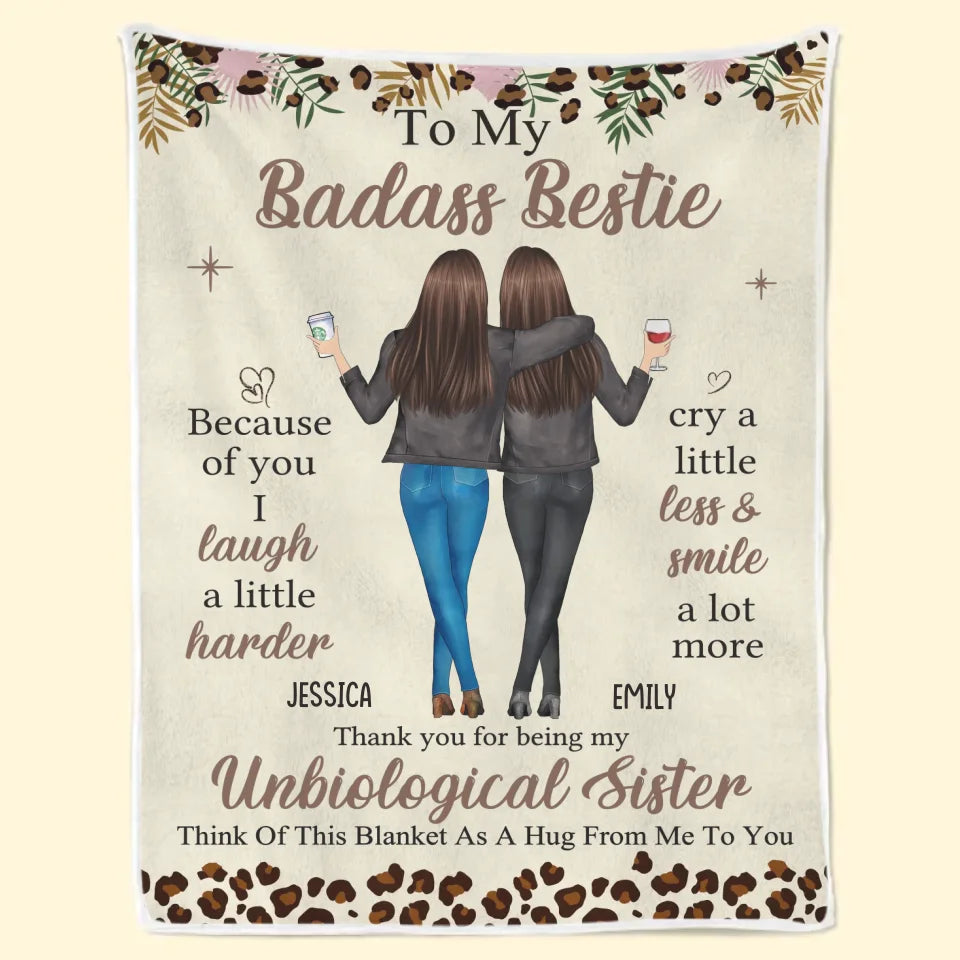 Grâce à toi, je ris un peu plus fort - Couverture personnalisée Bestie - Cadeau pour meilleures amies, BFF, sœurs