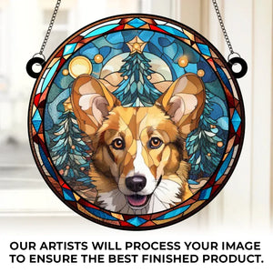 Photo personnalisée « À nos côtés pour toujours » – Attrape-soleil commémoratif personnalisé à suspendre à une fenêtre – Cadeau de Noël, cadeau de condoléances pour les propriétaires d'animaux et les amoureux des animaux