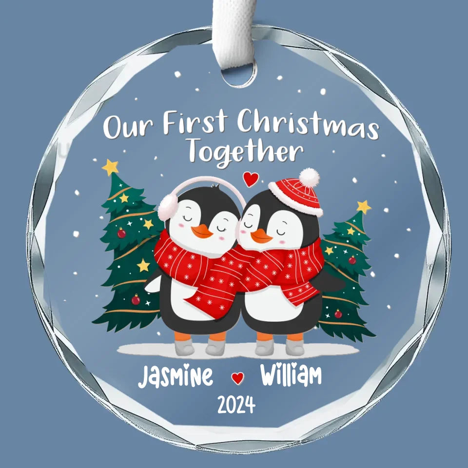 Notre premier Noël ensemble - Ornement en verre personnalisé pour couple - Cadeau pour mari et femme, anniversaire, premier Noël
