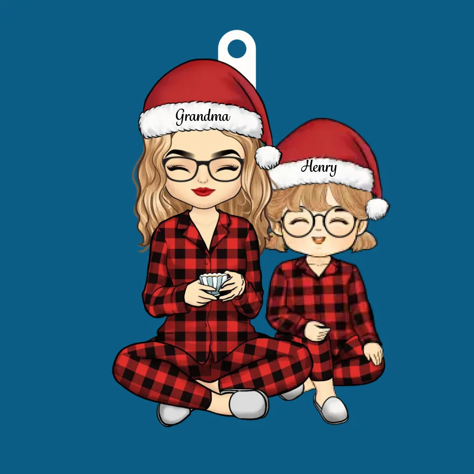 L'amour et le rire remplissent notre maison ce Noël - Ornement personnalisé pour la famille - Forme personnalisée en bois - Cadeau de Noël pour grand-mère