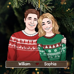 Le temps des pulls est meilleur ensemble - Ornement personnalisé pour couple - Forme personnalisée en acrylique - Cadeau de Noël pour mari et femme, anniversaire, premier Noël