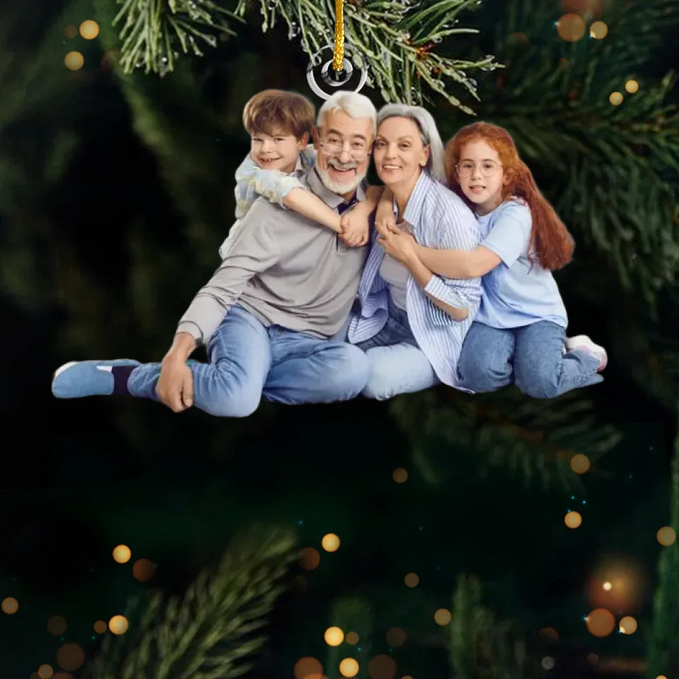 Photo personnalisée L'amour entre grands-parents et petits-enfants est éternel - Ornement personnalisé familial - Forme personnalisée en acrylique - Cadeau de Noël pour les membres de la famille