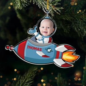 Photo personnalisée : Une nouvelle étoile arrive sur la planète - Ornement personnalisé familial personnalisé - Forme personnalisée en acrylique - Cadeau de Noël pour bébé, enfant, nouveau-né, premier Noël