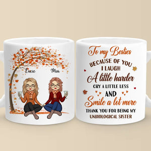 Merci d'être ma sœur non biologique - Mug personnalisé Besties - Cadeau d'automne pour meilleures amies, BFF, sœurs