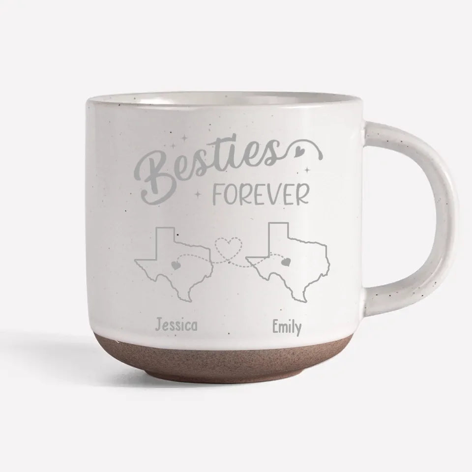 Aucune distance ne peut affaiblir notre lien - Mug en poterie personnalisé Bestie - Cadeau pour meilleures amies, meilleures amies, sœurs