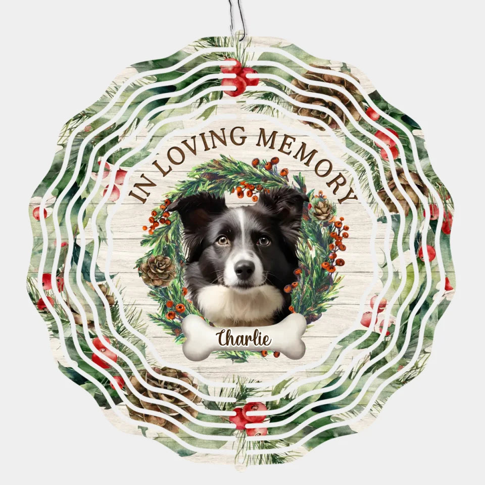 Photo personnalisée « Que les vents du ciel soufflent doucement » – Tourne-vent personnalisé commémoratif – Cadeau de condoléances, cadeau de Noël pour les propriétaires d'animaux et les amoureux des animaux