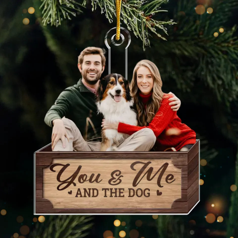 Photo personnalisée « Nous vous souhaitons un joyeux Noël » - Ornement personnalisé pour couple - Forme personnalisée en acrylique - Cadeau de Noël pour mari et femme, anniversaire, propriétaires d'animaux, amoureux des animaux