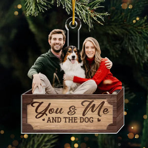 Photo personnalisée « Nous vous souhaitons un joyeux Noël » - Ornement personnalisé pour couple - Forme personnalisée en acrylique - Cadeau de Noël pour mari et femme, anniversaire, propriétaires d'animaux, amoureux des animaux