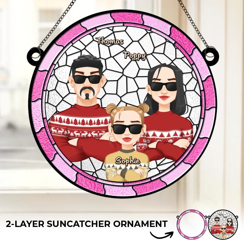 Ensemble, célébrons la magie des fêtes de fin d'année - Décoration de fenêtre personnalisée en forme d'attrape-soleil - Cadeau de Noël pour les membres de la famille