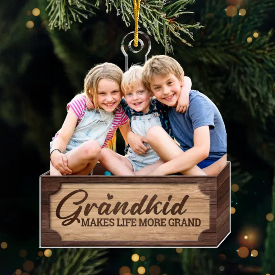 Photo personnalisée La famille est une bénédiction sur laquelle nous pouvons toujours compter - Ornement personnalisé familial personnalisé - Forme personnalisée en acrylique - Cadeau de Noël pour grand-mère, grand-père