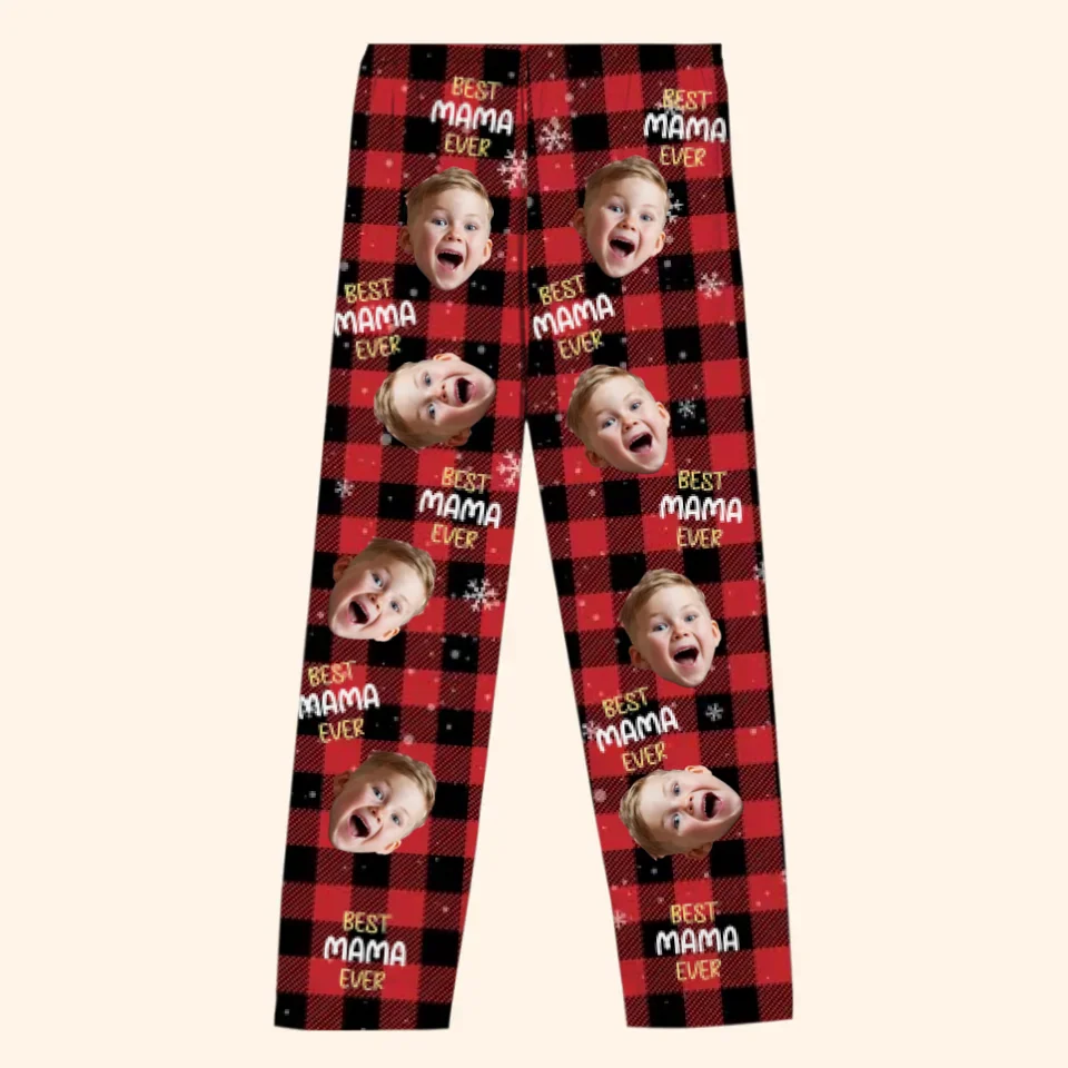 Photo personnalisée Que votre Noël soit béni par l'amour et les rires de la famille - Pantalon de pyjama personnalisé pour la famille - Cadeau de Noël pour les membres de la famille