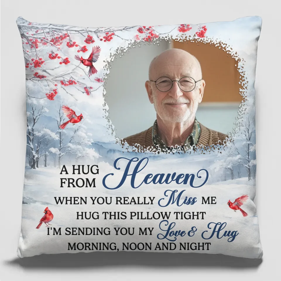 Photo personnalisée Une étreinte venue du ciel - Coussin personnalisé commémoratif - Cadeau de condoléances, cadeau de Noël pour les membres de la famille