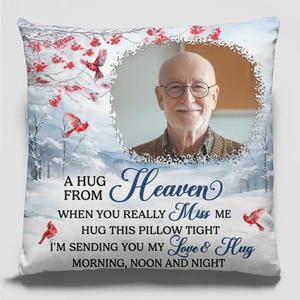 Photo personnalisée Une étreinte venue du ciel - Coussin personnalisé commémoratif - Cadeau de condoléances, cadeau de Noël pour les membres de la famille