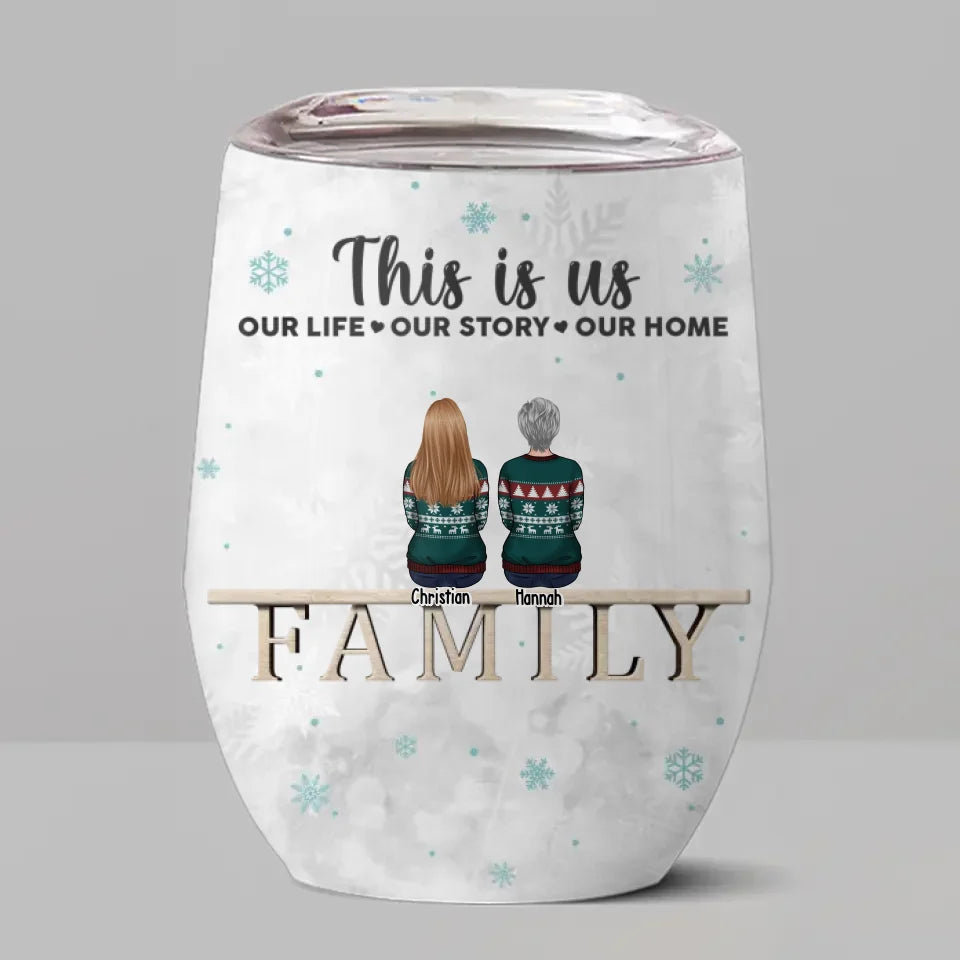 Noël est le moment de toucher chaque cœur avec amour et attention - Verre à vin personnalisé pour la famille - Cadeau de Noël pour les membres de la famille, les frères et sœurs