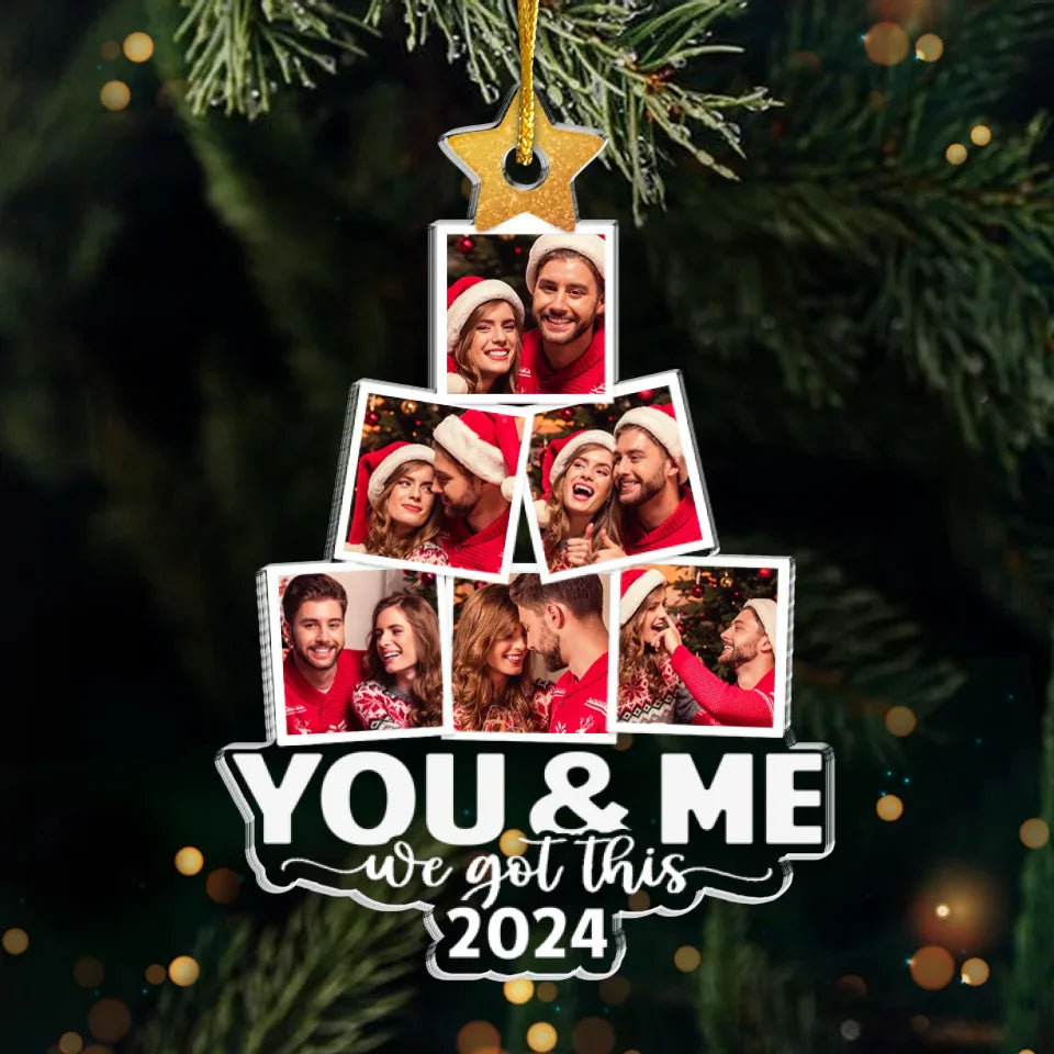 Photo personnalisée que nous avons reçue à Noël - Ornement personnalisé pour couple - Forme personnalisée en acrylique - Cadeau de Noël pour mari et femme, anniversaire