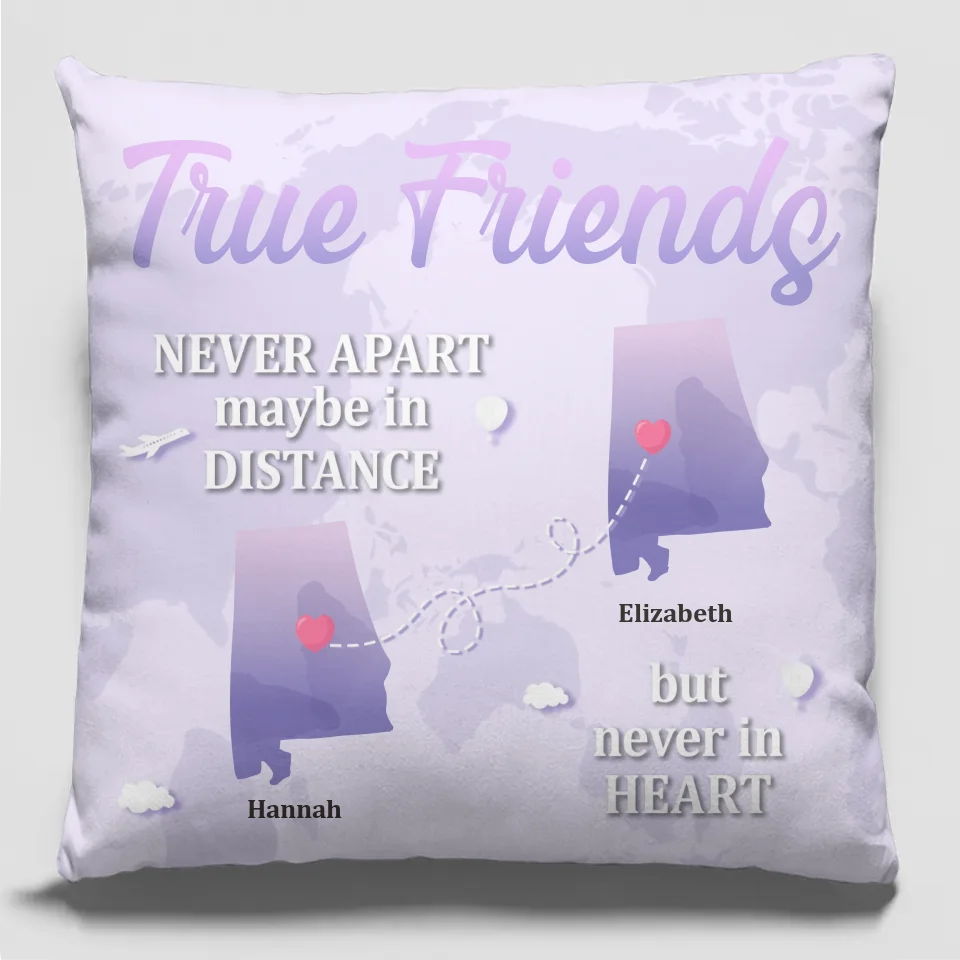 La distance est un test pour notre amitié - Coussin personnalisé Bestie - Cadeau pour meilleures amies, meilleures amies, sœurs