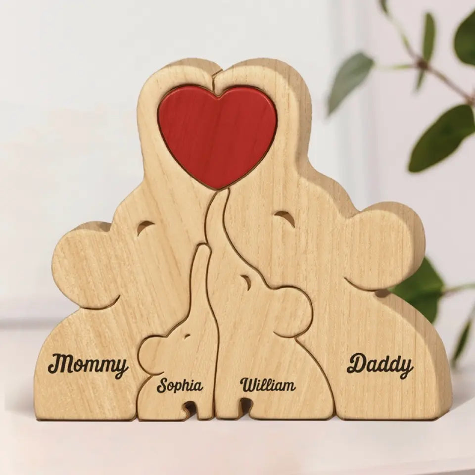 Some People Are Worth Melting For - Family Personalized Custom Elephant Shaped Wooden Art Puzzle - Wooden Pet Carvings, Wood Sculpture Table Ornaments, Carved Wood Decor - Gift For Family Members