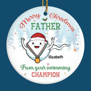 Papa, tu es mon héros - Ornement personnalisé familial - Forme ronde en céramique - Cadeau de Noël pour papa, grand-père