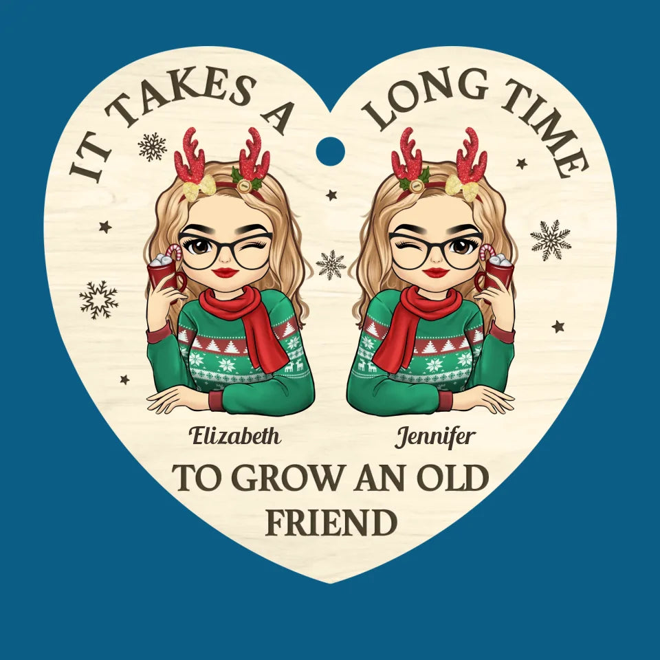 Être avec de vieux amis est très chaleureux et réconfortant - Décoration personnalisée Bestie - Forme en bois personnalisée - Cadeau de Noël pour meilleures amies, meilleures amies, sœurs