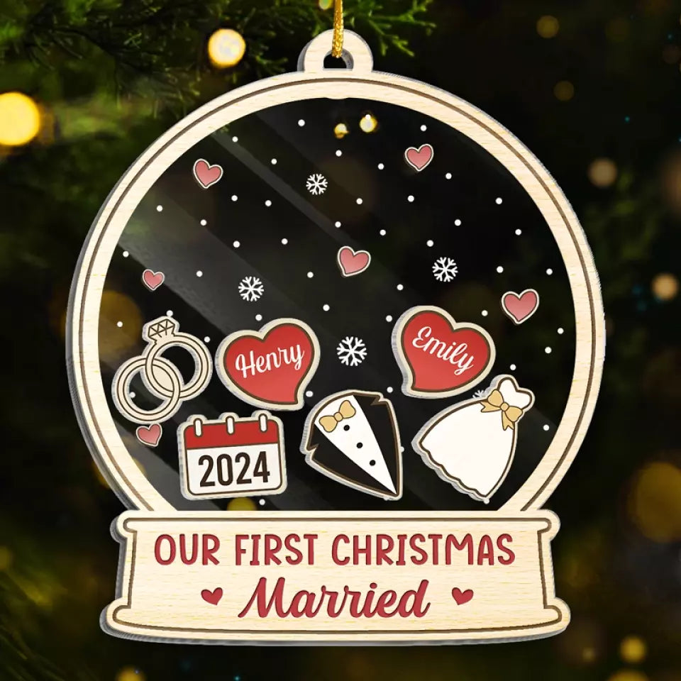 You Make The Season Bright - Couple Personalized Custom 3 Layers Shaker Ornament - New Arrival, Christmas Gift For Husband Wife, Anniversary AMZ