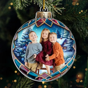 Photo personnalisée pour la famille : embellissez les fêtes ! Décoration de Noël personnalisée en acrylique ! Cadeau de Noël pour les membres de la famille