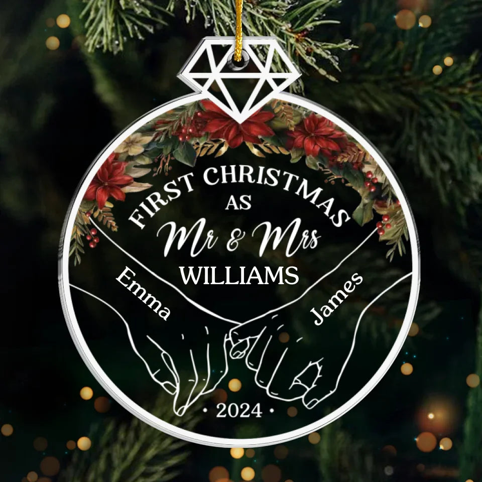 Ce Noël, nos cœurs battent à l'unisson - Ornement personnalisé pour couple - Forme personnalisée en acrylique - Cadeau de Noël pour mari et femme, anniversaire, premier Noël