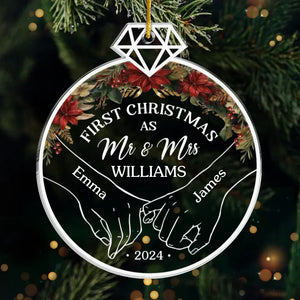 Ce Noël, nos cœurs battent à l'unisson - Ornement personnalisé pour couple - Forme personnalisée en acrylique - Cadeau de Noël pour mari et femme, anniversaire, premier Noël