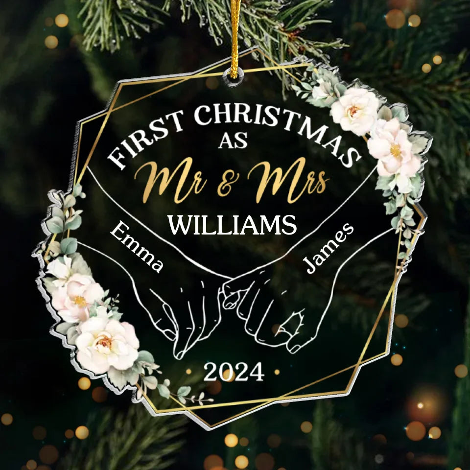 Tu es mon Noël passé, présent et futur - Ornement personnalisé pour couple - Forme personnalisée en acrylique - Cadeau de Noël pour mari et femme, anniversaire, premier Noël