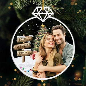 Photo personnalisée « Je t'aime de la tête au gui » - Ornement personnalisé pour couple - Forme personnalisée en acrylique - Cadeau de Noël pour mari et femme, anniversaire
