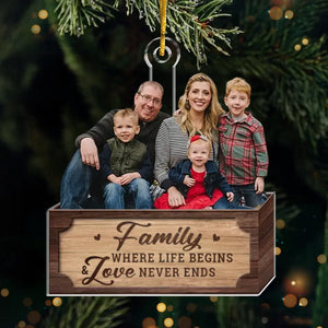 Photo personnalisée : l'unité est ce qui rend la saison lumineuse - Ornement personnalisé pour la famille - Forme personnalisée en acrylique - Cadeau de Noël pour les membres de la famille