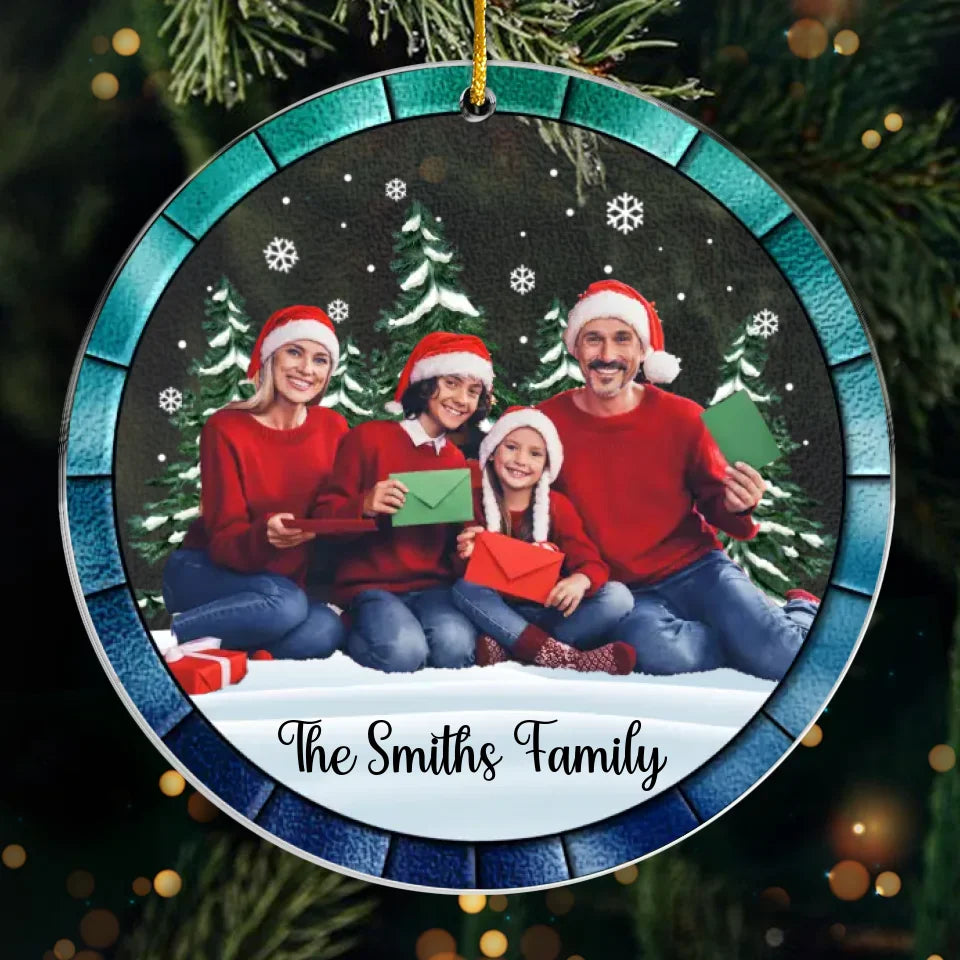 Photo personnalisée : la maison est là où se trouvent vos proches - Ornement personnalisé pour la famille - Forme personnalisée en acrylique - Cadeau de Noël pour les membres de la famille