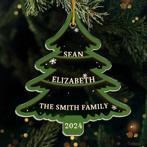 Notre sapin de Noël brille de mille feux - Décoration personnalisée pour la famille - Acrylique en forme personnalisée - Cadeau de Noël pour les membres de la famille