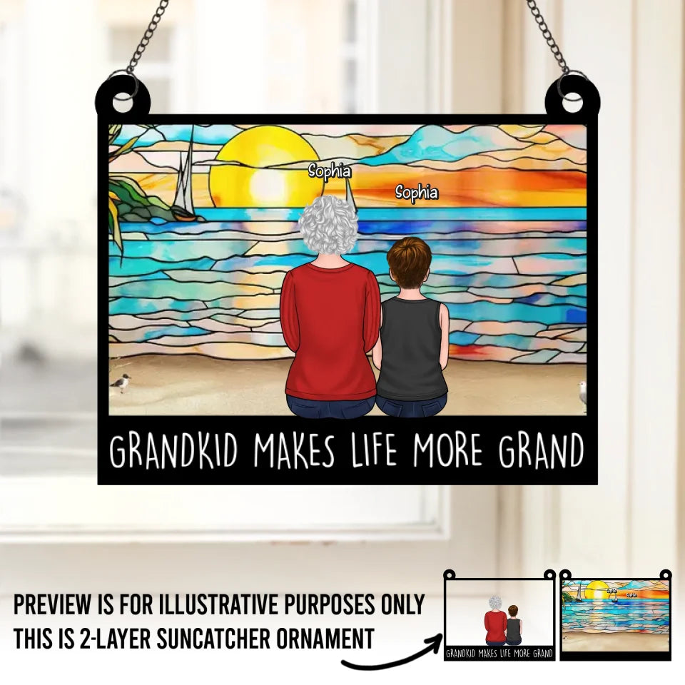 Petit-enfant complète le cercle de l'amour de la vie - Attrape-soleil personnalisé à suspendre à la fenêtre - Cadeau pour grand-mère