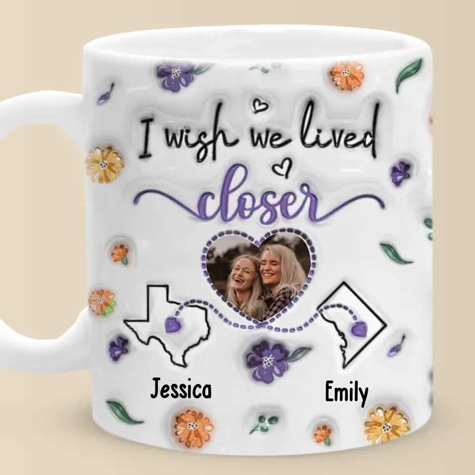 Les vrais amis ne se séparent jamais - Mug personnalisé 3D à effet gonflé - Cadeau de Noël pour les meilleures amies, BFF, sœurs