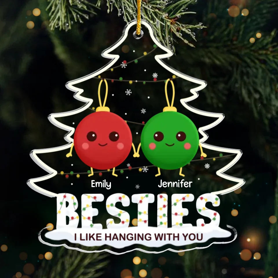 Les meilleures amies font scintiller les fêtes - Décoration personnalisée pour meilleure amie - Forme personnalisée en acrylique - Cadeau de Noël pour meilleures amies, meilleures amies et sœurs