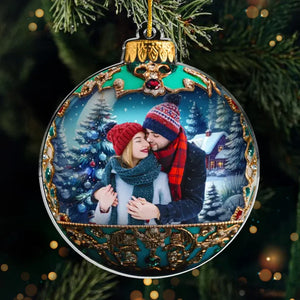 Photo personnalisée « L'amour que nous partageons est le plus beau cadeau de tous » - Ornement personnalisé pour couple - Forme personnalisée en acrylique - Cadeau de Noël pour mari et femme, anniversaire