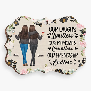 Notre rire est sans limite, nos souvenirs sont innombrables, notre amitié est infinie - Ornement personnalisé Bestie - Bois en forme de Benelux - Cadeau pour les meilleures amies, BFF, sœurs