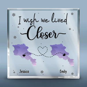 Peu importe la distance, nous sommes toujours proches dans le cœur - Plaque acrylique carrée personnalisée Bestie - Cadeau pour meilleures amies, meilleures amies, sœurs