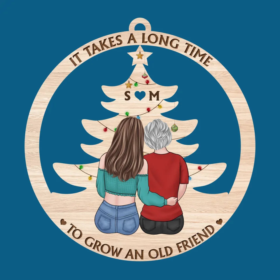 Une véritable amitié est un voyage sans fin - Ornement personnalisé Bestie - Forme en bois personnalisée - Cadeau de Noël pour meilleures amies, meilleures amies, sœurs