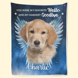 Photo personnalisée « Vos ailes étaient prêtes, mais mon cœur ne l'était pas » – Couverture commémorative personnalisée – Cadeau de condoléances pour les propriétaires d'animaux et les amoureux des animaux