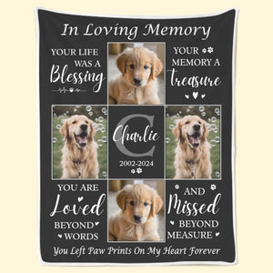 Couverture personnalisée avec photo « Vous êtes aimé au-delà des mots » - Cadeau de condoléances pour les propriétaires d'animaux et les amoureux des animaux