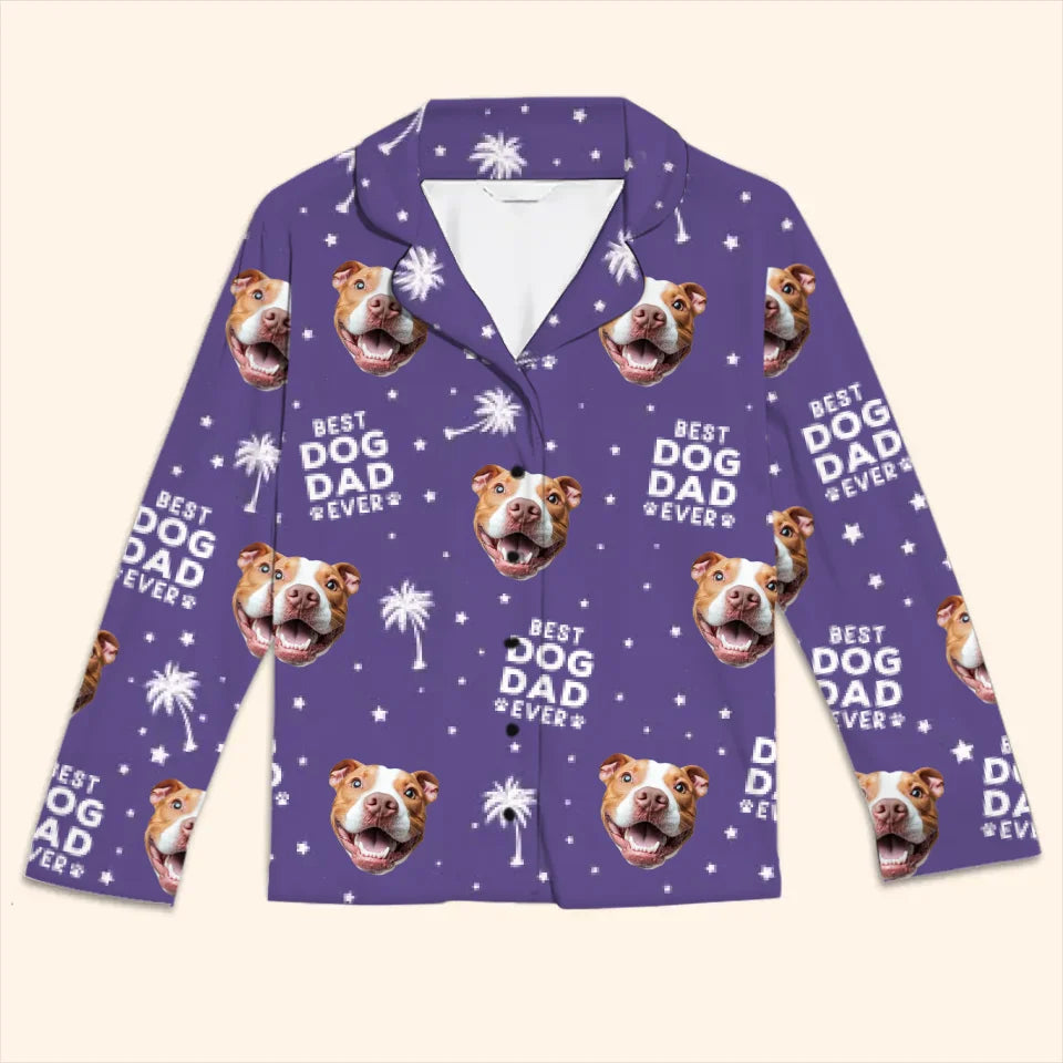 Pyjama personnalisé avec photo « Meilleur papa de chien » - Pyjama personnalisé pour chien et chat - Cadeau de Noël pour propriétaires et amoureux des animaux