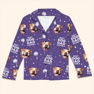 Pyjama personnalisé avec photo « Meilleur papa de chien » - Pyjama personnalisé pour chien et chat - Cadeau de Noël pour propriétaires et amoureux des animaux