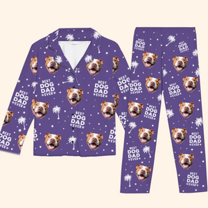 Pyjama personnalisé avec photo « Meilleur papa de chien » - Pyjama personnalisé pour chien et chat - Cadeau de Noël pour propriétaires et amoureux des animaux
