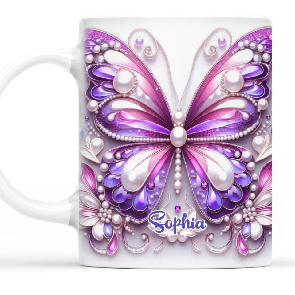 Shine Like A Butterfly - Bestie Personalized Custom 3D Inflated Effect Printed Accent Mug - Birthday Gift, Christmas Gift For Best Friends, BFF, Sisters, Mom, Daughter